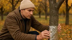 Owiń pnie drzew folią — w przyszłym roku plony owoców wzrosną wielokrotnie